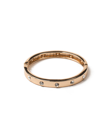 Crystal Gold Tone Center Stone Bangle