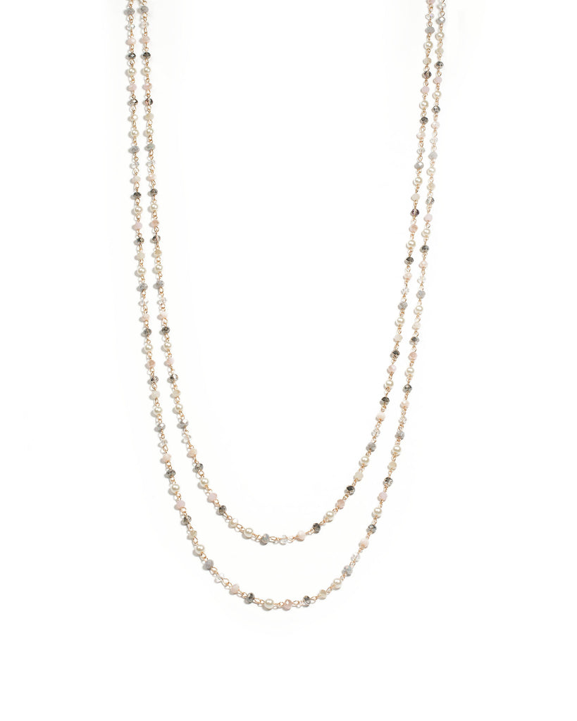 Multi Colour Gold Tone Beaded Layered Chain Necklace
