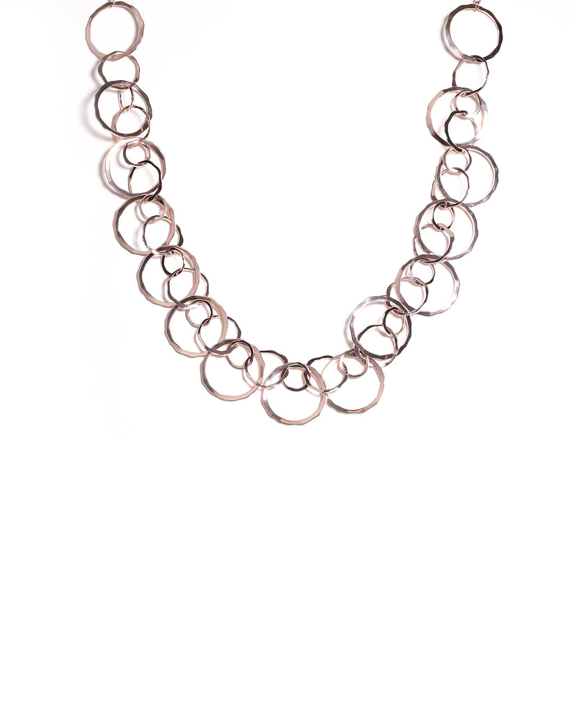 Rose Gold Tone Metal Linking Rings Necklace