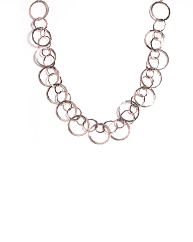Rose Gold Tone Metal Linking Rings Necklace