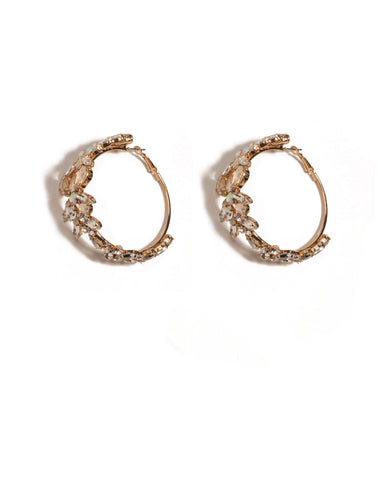 Crystal Gold Tone Mixed Stone Statement Hoop Earrings