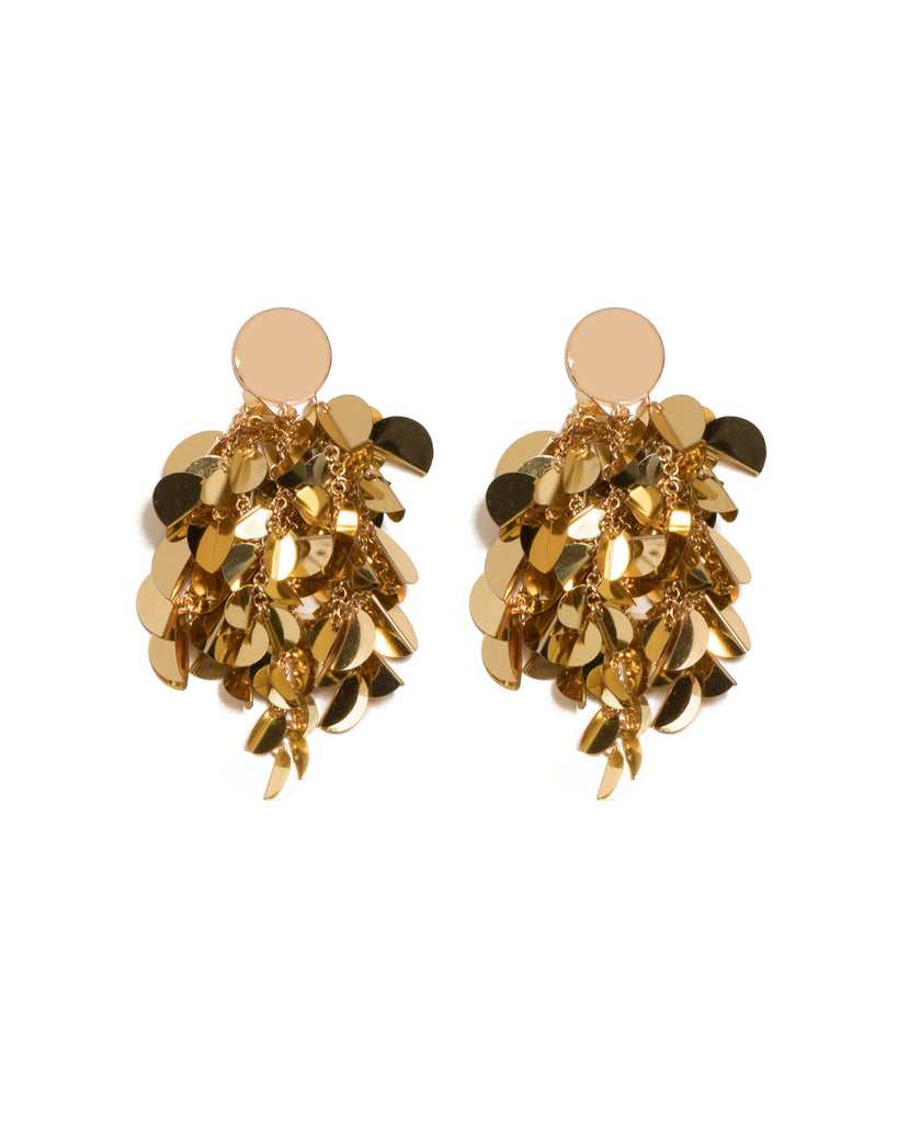 Gold Tone Sequin Statement Drop Earrings
