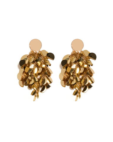 Gold Tone Sequin Statement Drop Earrings