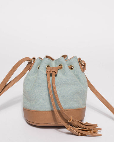 Blue Junior Tali Drawstring Mini Bucket Bag