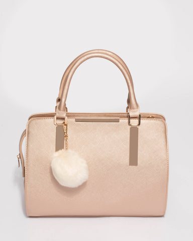 Rose Gold Jennifer Pom Pom Tote Bag