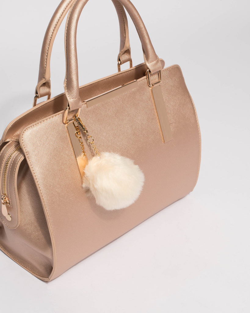 Rose Gold Jennifer Pom Pom Tote Bag