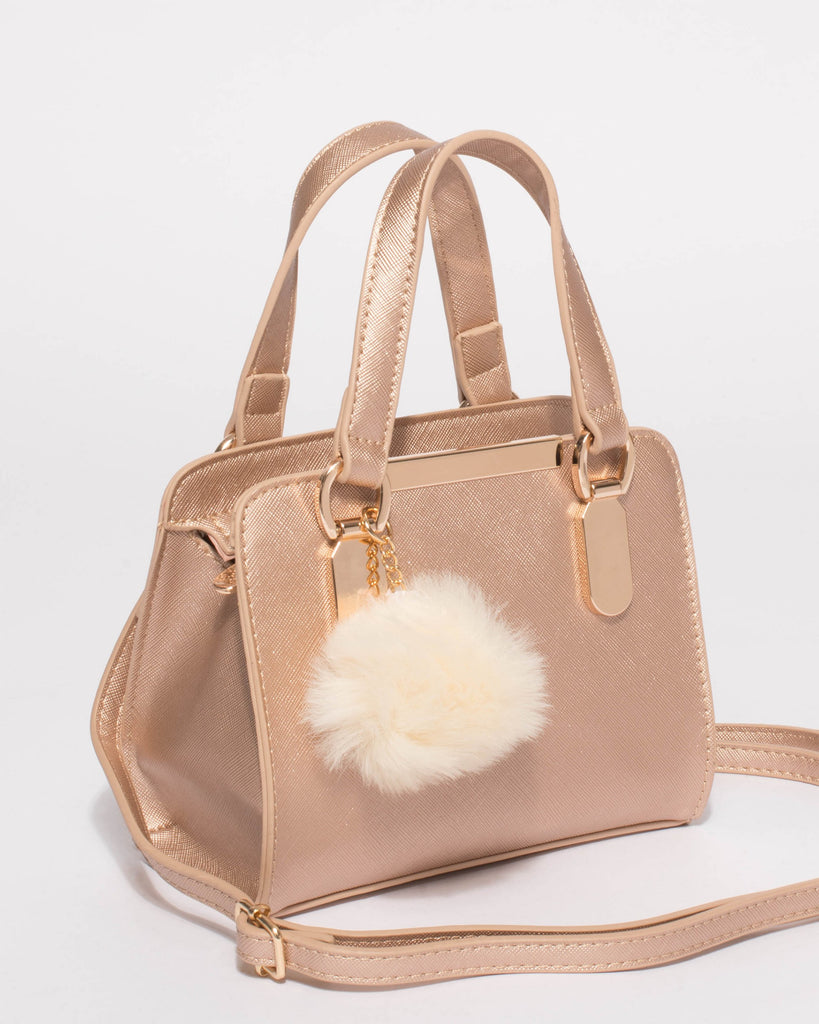Rose Gold Jennifer Pom Pom Tote Bag