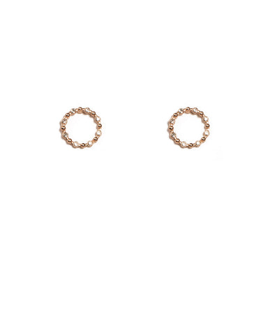 Crystal Rose Gold Tone Fine Diamante Circle Stud Earrings