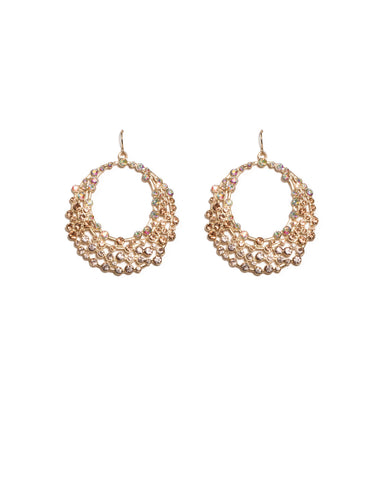 Multi Colour Gold Tone Round Diamante Statement Earrings