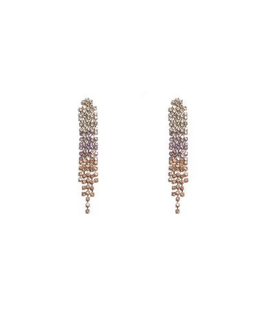 Crystal Silver Tone Diamante Chain Gradual Drop Earrings