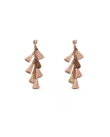 Crystal Rose Gold Tone Multi Tassel Drop Earrings