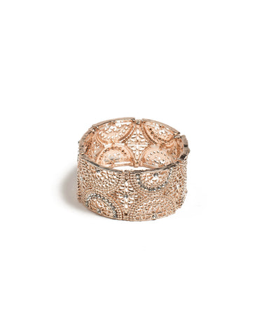 Crystal Rose Gold Tone Filigree Stone Stretch Wristwear