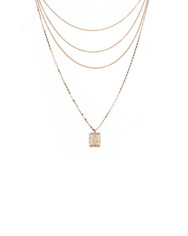 Rose Gold Tone Pendant Multi Row Necklace