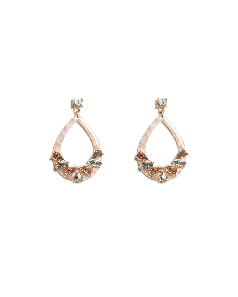 Gold Tone Acrylic Stone Drop Earrings