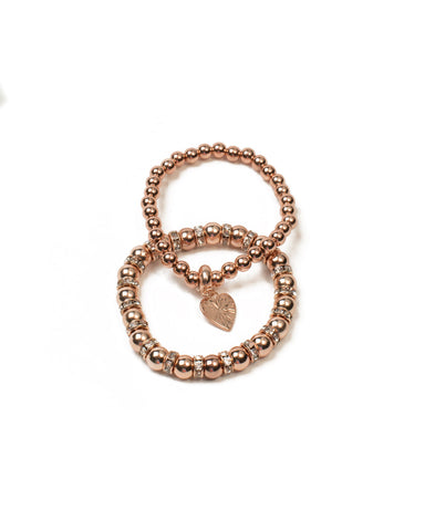 Crystal Rose Gold Tone Heart Charm Stretch Wristwear Pack