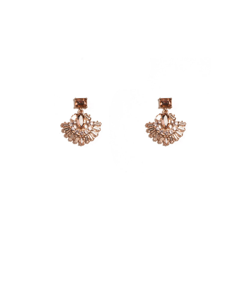 Rose Gold Tone Baguette Stone Drop Earrings