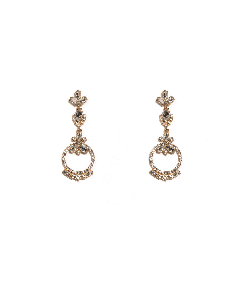 Crystal Gold Tone Navette Stone Drop Statement Earrings