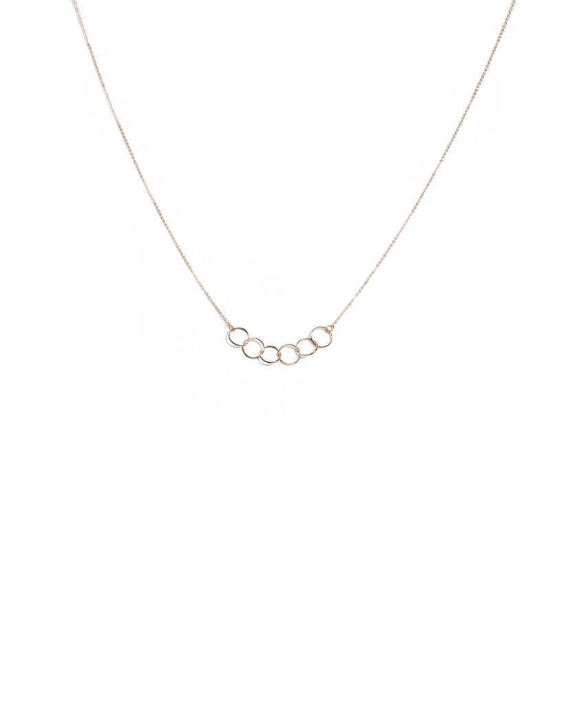 Rose Gold Tone Fine Metal Rings Necklace