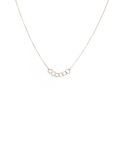 Rose Gold Tone Fine Metal Rings Necklace