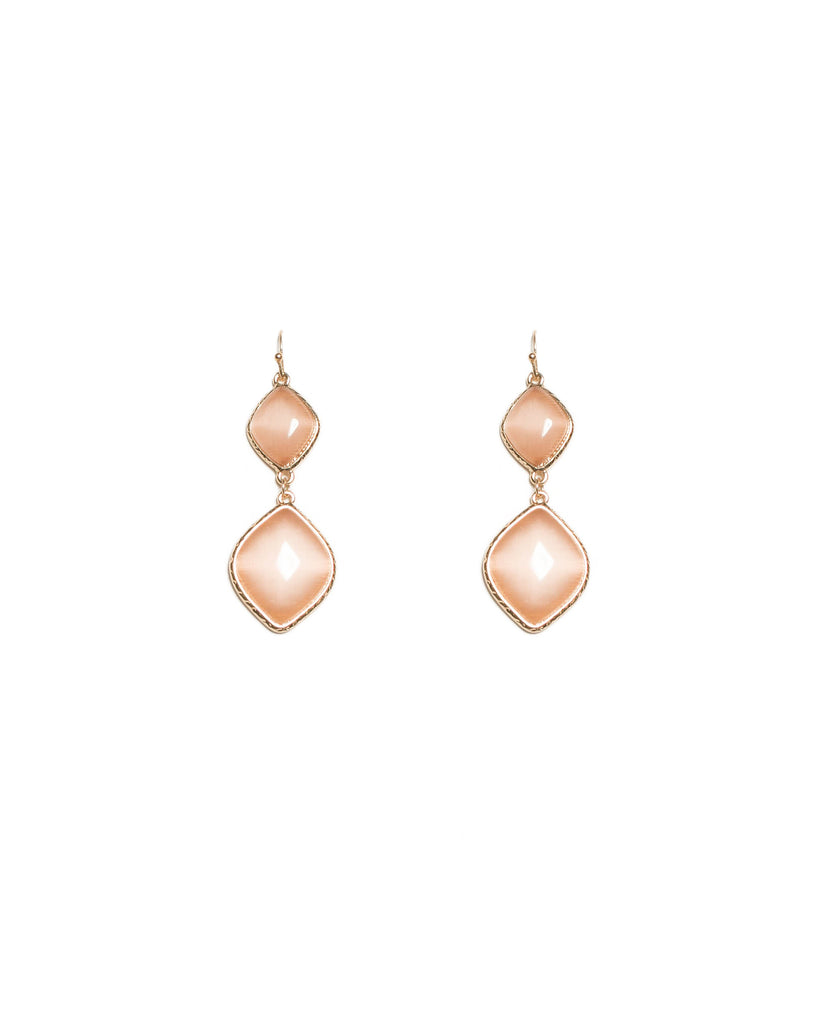 Pink Gold Tone Diamond Shape Drop Earrings