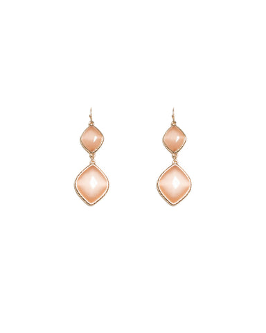 Pink Gold Tone Diamond Shape Drop Earrings