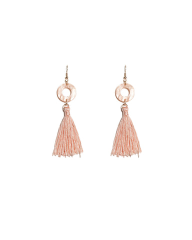 Pink Gold Tone Tassel Acrylic Drop Earrings