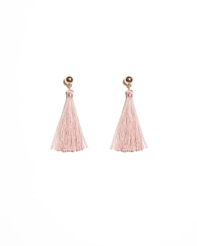 Pink Gold tone Tassel Ball Stud Drop Earrings