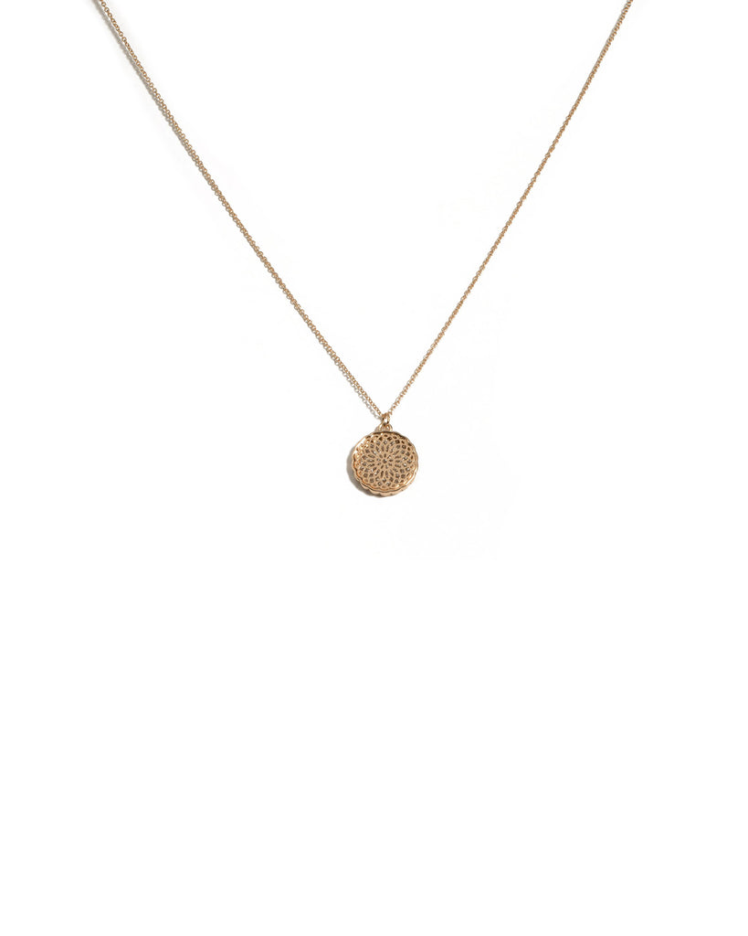 Glitter Gold Tone Filigree Glitter Pendant Necklace