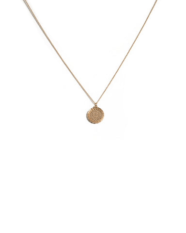 Glitter Gold Tone Filigree Glitter Pendant Necklace