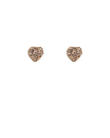 Multi Colour Gold Tone Diamante Cluster Heart Stud Earrings