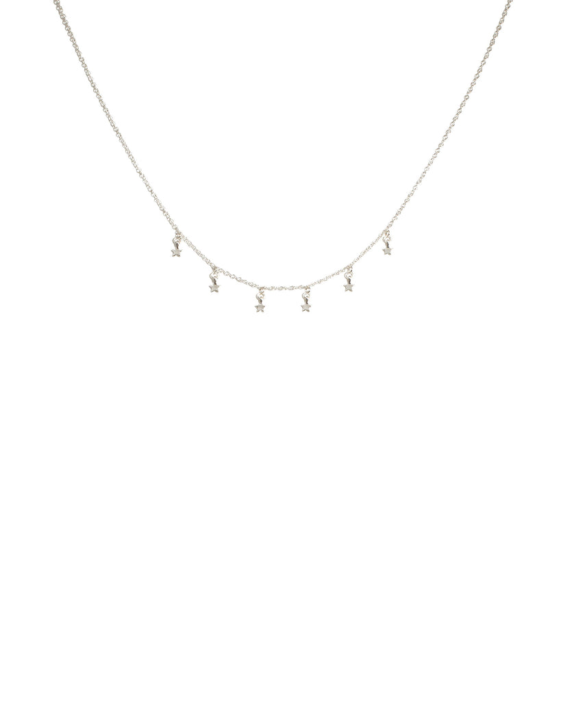 Silver Tone Fine Star Mini Necklace