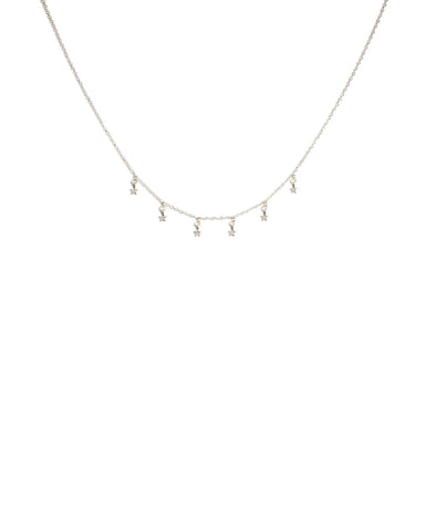 Silver Tone Fine Star Mini Necklace