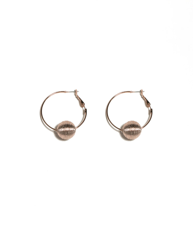 Rose Gold Tone Ball Fabric Wrapped Hoop Earrings