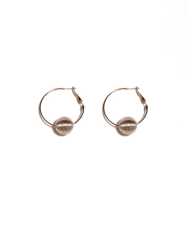 Rose Gold Tone Ball Fabric Wrapped Hoop Earrings