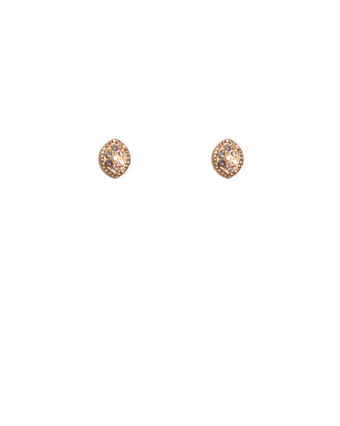 Crystal Gold Tone Diamante Pave Oval Stud Earrings
