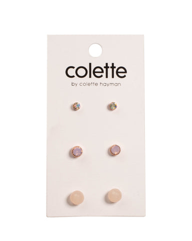 Pink Rose Gold Tone Diamante Stone Earrings Earring