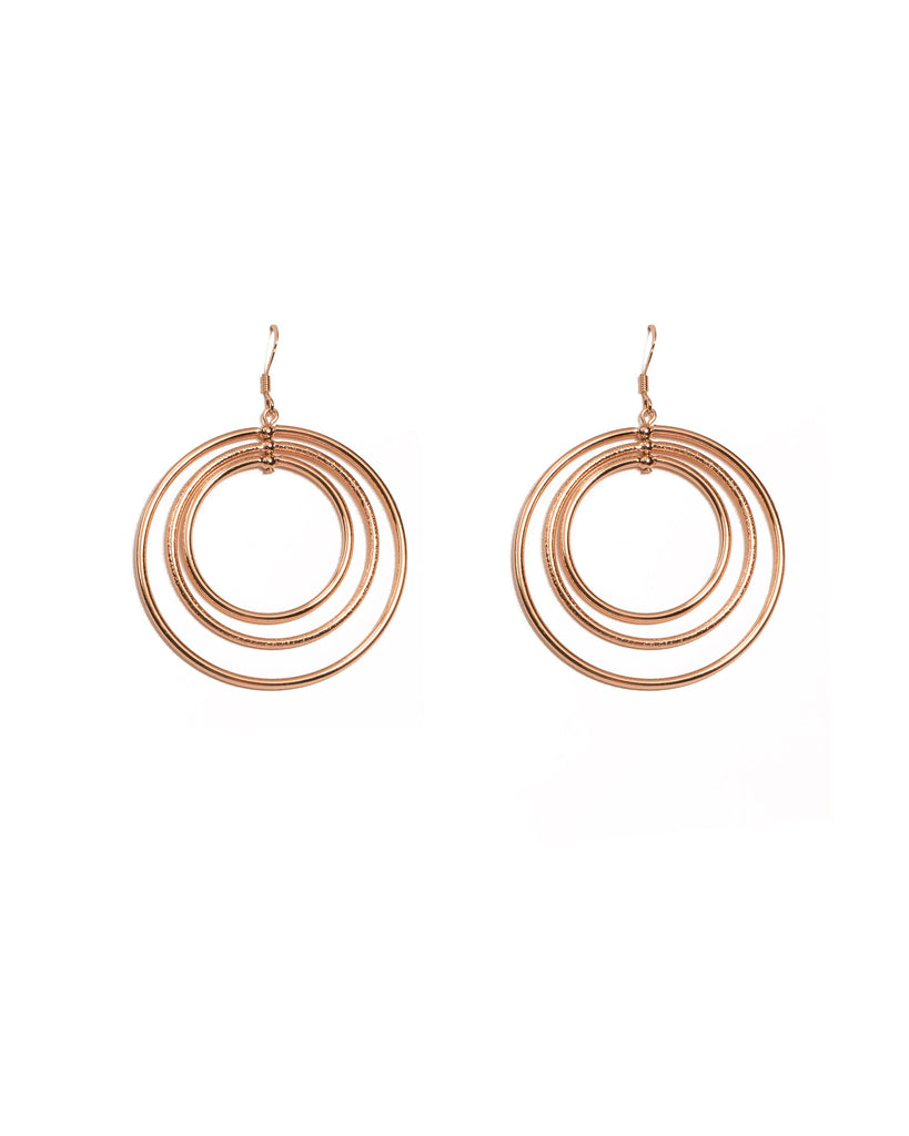 Rose Gold Tone Textured Metal Drop Earrings