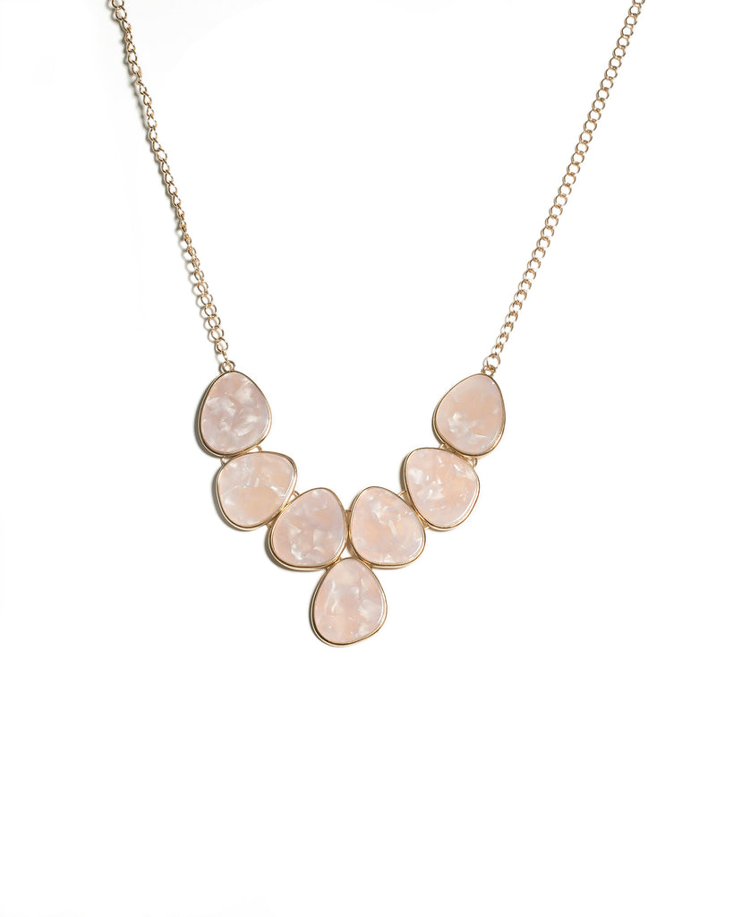 Pink Gold Tone Acrylic Organic Shape Statement Necklace