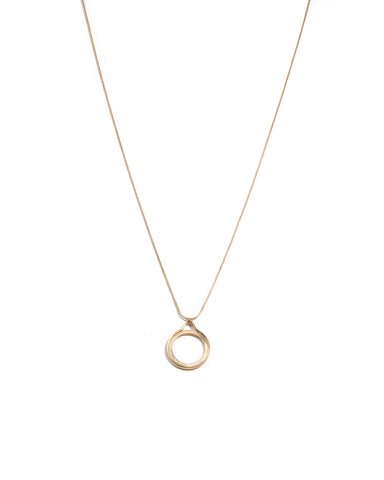 Gold Tone Catseye Round Stone Long Necklace