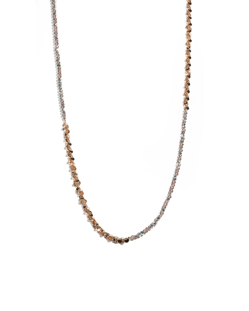 Multi Colour Rose Gold Tone Facet Bead Long Necklace