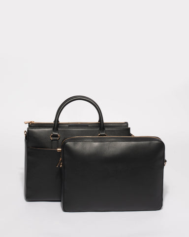 Black Leather Victoria Tote Bag