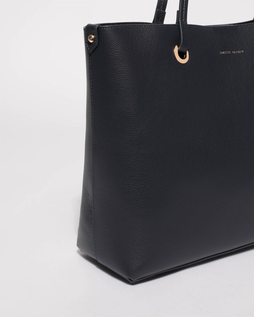 Navy Blake Leather Tote Bag