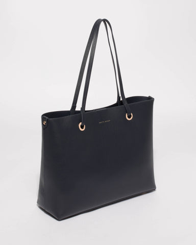 Navy Blake Leather Tote Bag