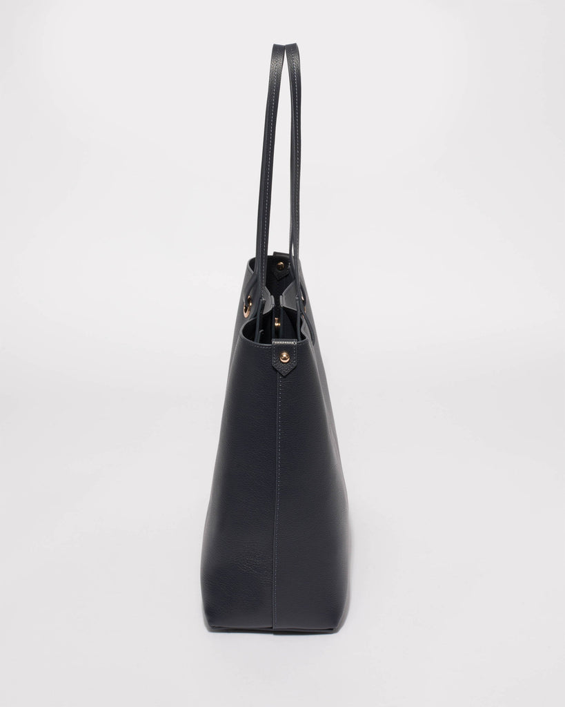Navy Blake Leather Tote Bag