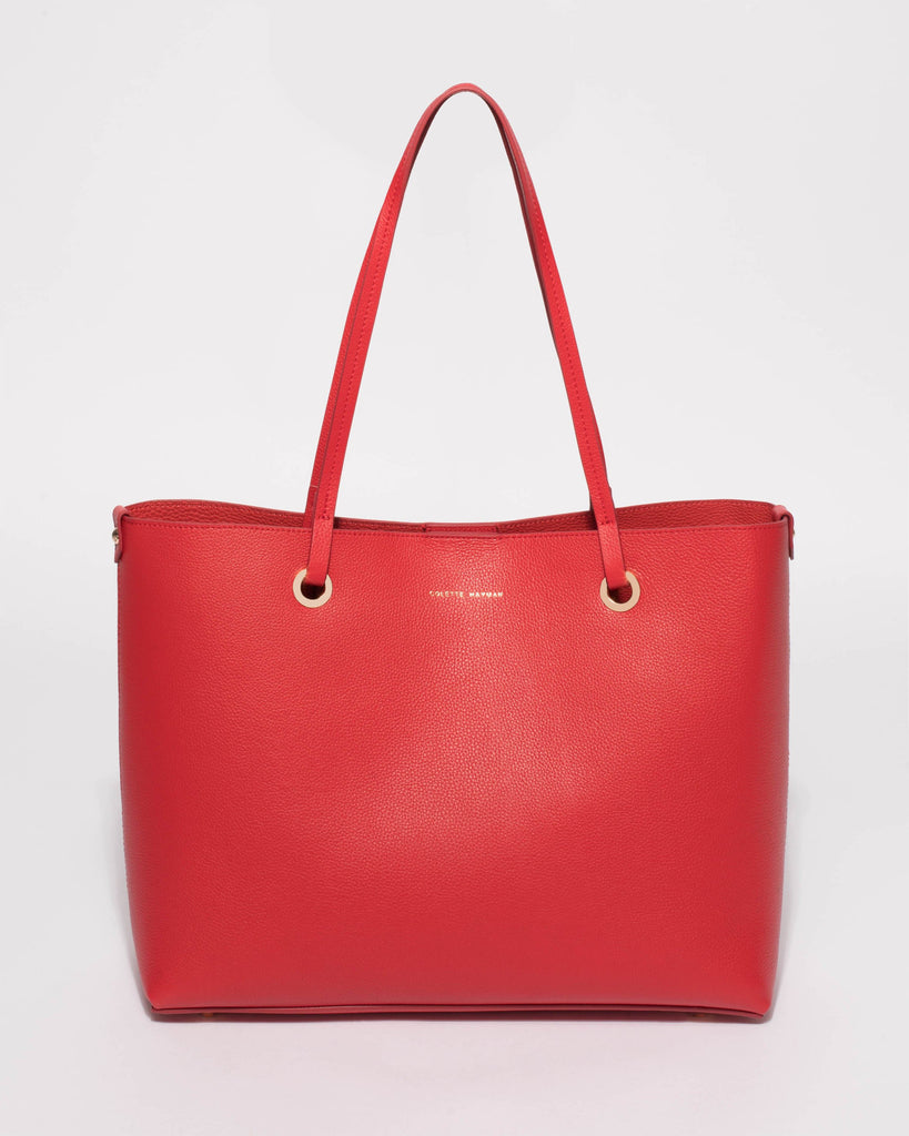 Red Blake Leather Tote Bag