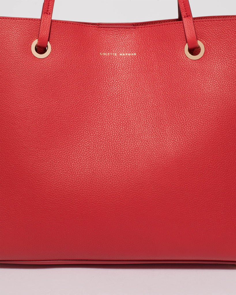 Red Blake Leather Tote Bag