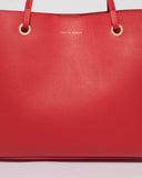 Red Blake Leather Tote Bag