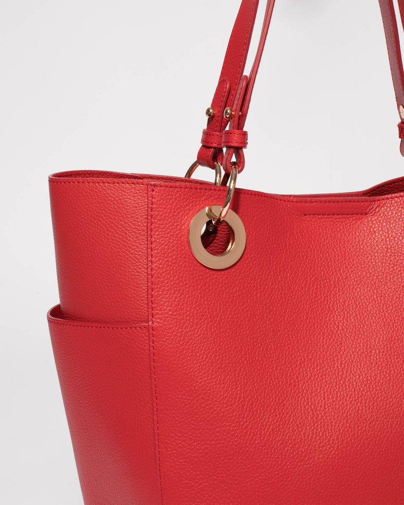 Red Leather Steve Tote Bag