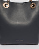 Navy Leather Steve Tote Bag