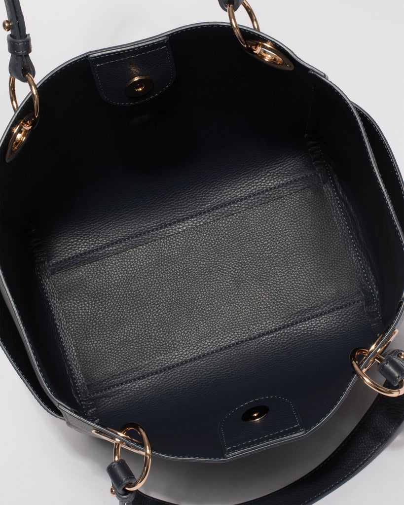 Navy Leather Steve Tote Bag